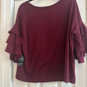 a.n.a Deep Red Layered Sleeve Blouse